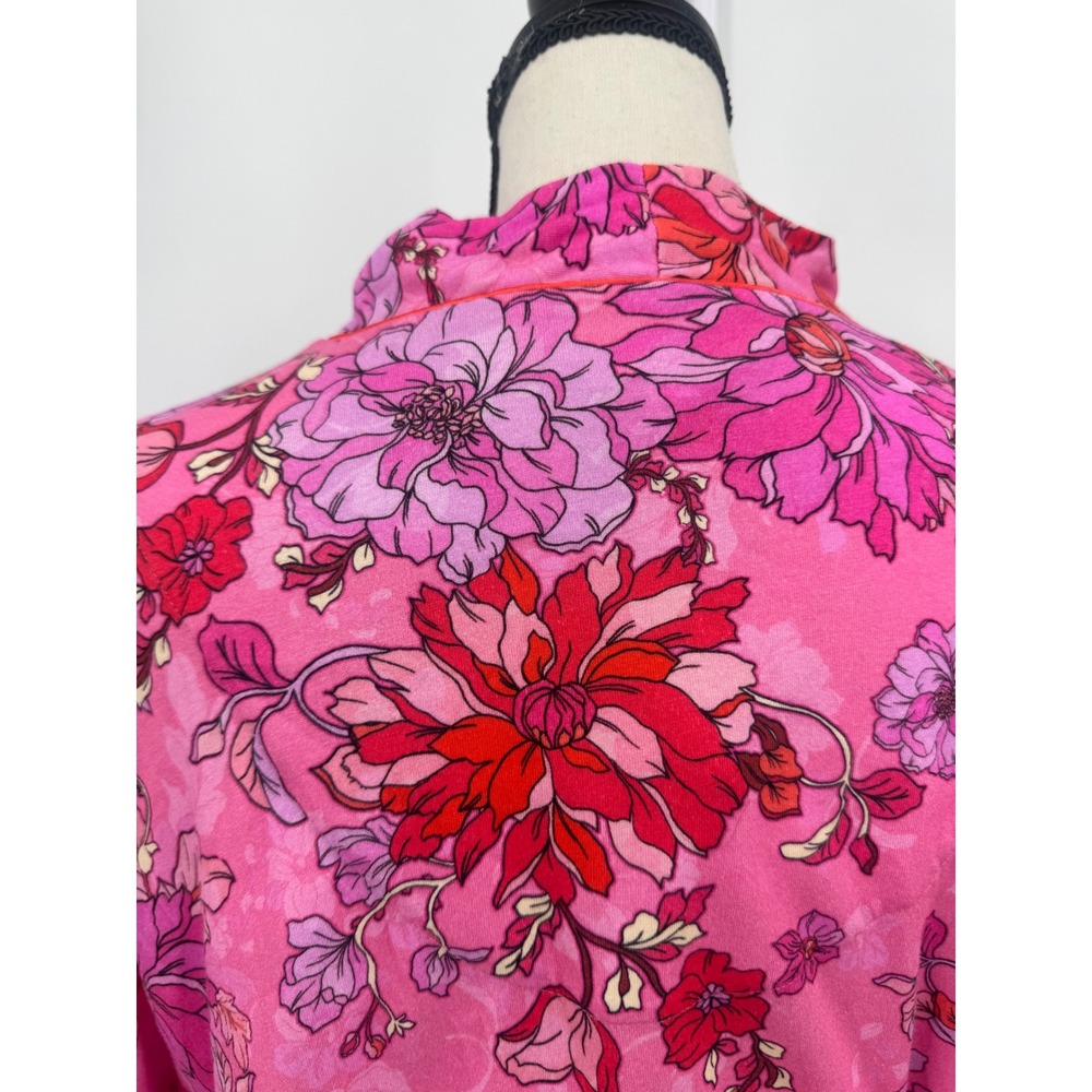 Johnny Was Pink Floral Satin Robe - Picture 13 of 16